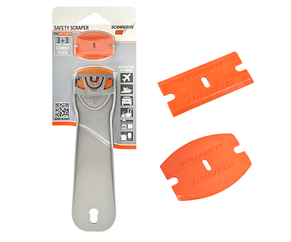 Plastic razor blade General Purpose Orange standard rectangle replacement  30 pack Scraperite SRS30GPO